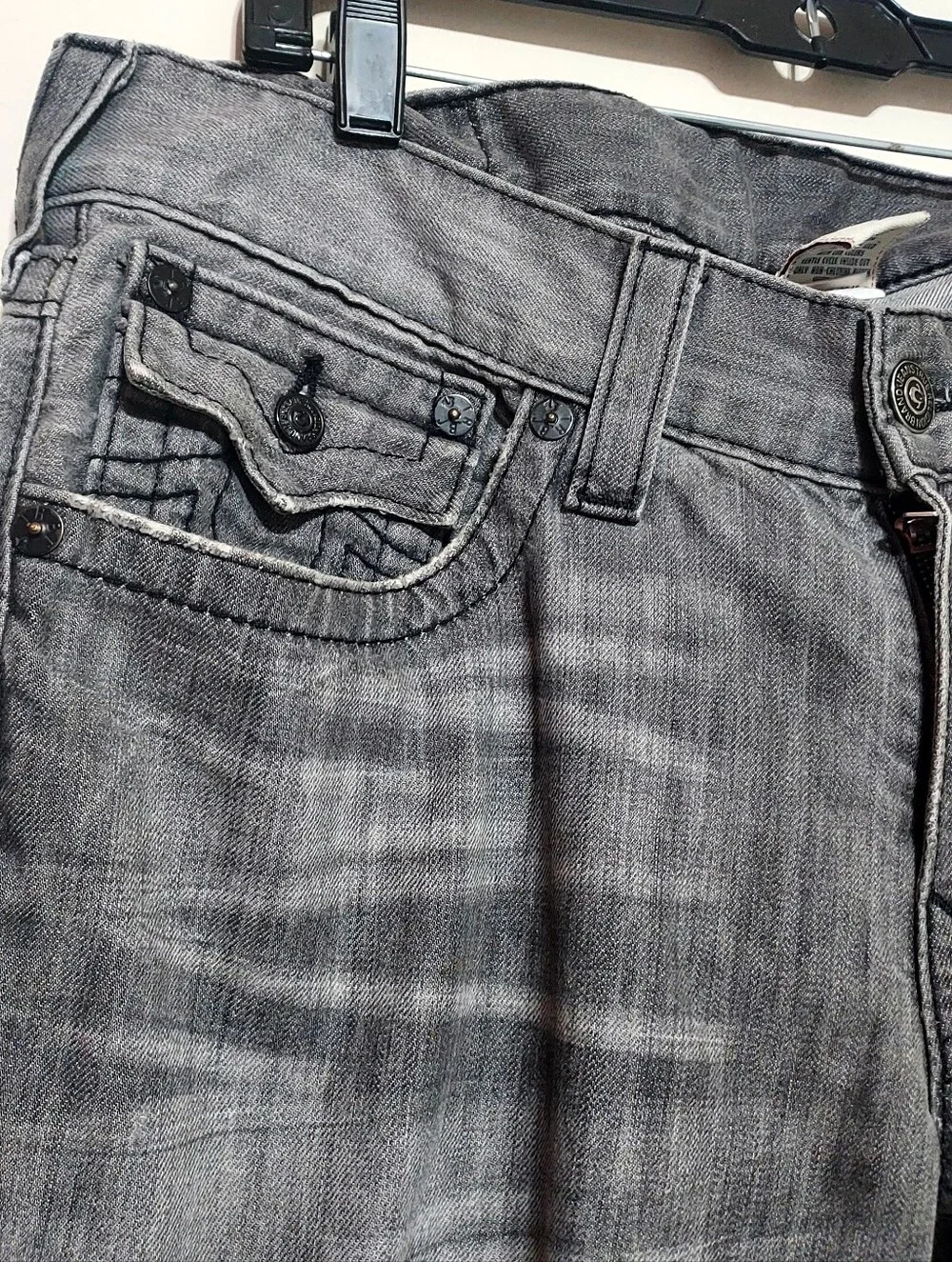 True Religion Gray Men's Straight-Leg Jeans - Casual Washed Finish Sz-34